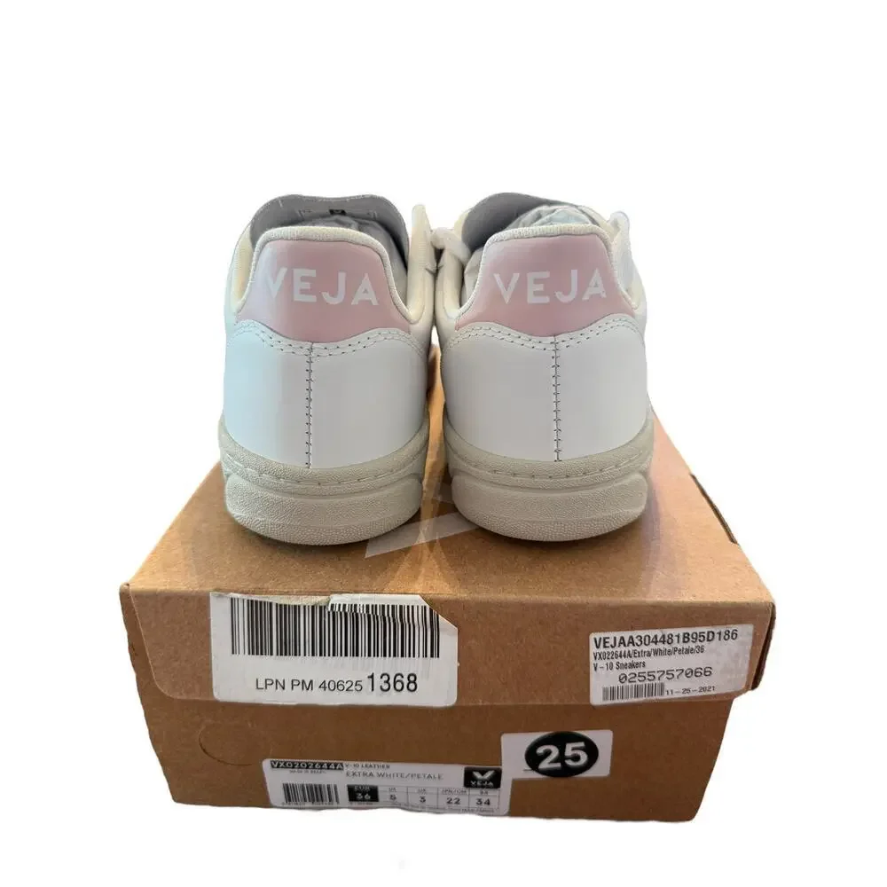 VEJA Women's White-Pink V-10 Low-Top Sneakers Size 5 - Picture 7 of 10